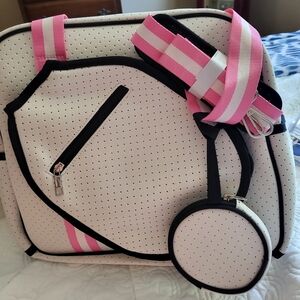 NWOT White and Pink Perforated Pickleball Tote Bag